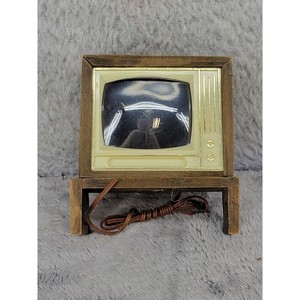 Vintage Miniature Dollhouse TV Wooden Retro Television with Cord