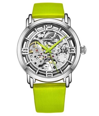 Stuhrling 3982 Winchester Automatic Skeleton Green Leather