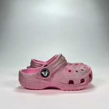 Crocs Classic Glitter Clog Pink Slip On Shoes Iconic Comfort 206992 Kids Size 7