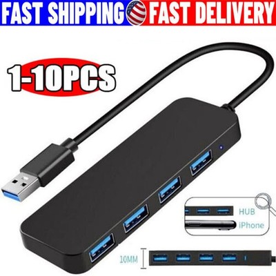 4 Port USB 3.0 Splitter Multi Adapter 5Gbps High Speed For PC Desktop Laptop LOT