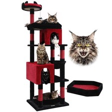 Heavy Duty Gothic Cat Tree, 72in Large Cat Tower with Coffin Bed, Sturdy Main...