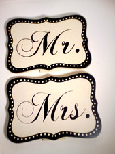 Wedding Sign Lot of 4 Mr.  Mrs. White/Black Polka Dot, 2 Reserved Wood Signs