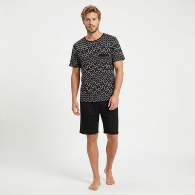 kurzer Schlafanzug Pyjama Herren Shorty Männer Set Langarm M-3XL 2505