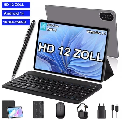 P70 PRO 2025 HD 12 Zoll Tablet 16GB RAM 256GB ROM Android 15 Octa-Core 8000mAh 2SIM LTE