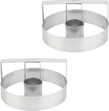 Stainless Steel Doughnut Cutter 2 Pack, Round Donut Mold with Ergonomic Handle,