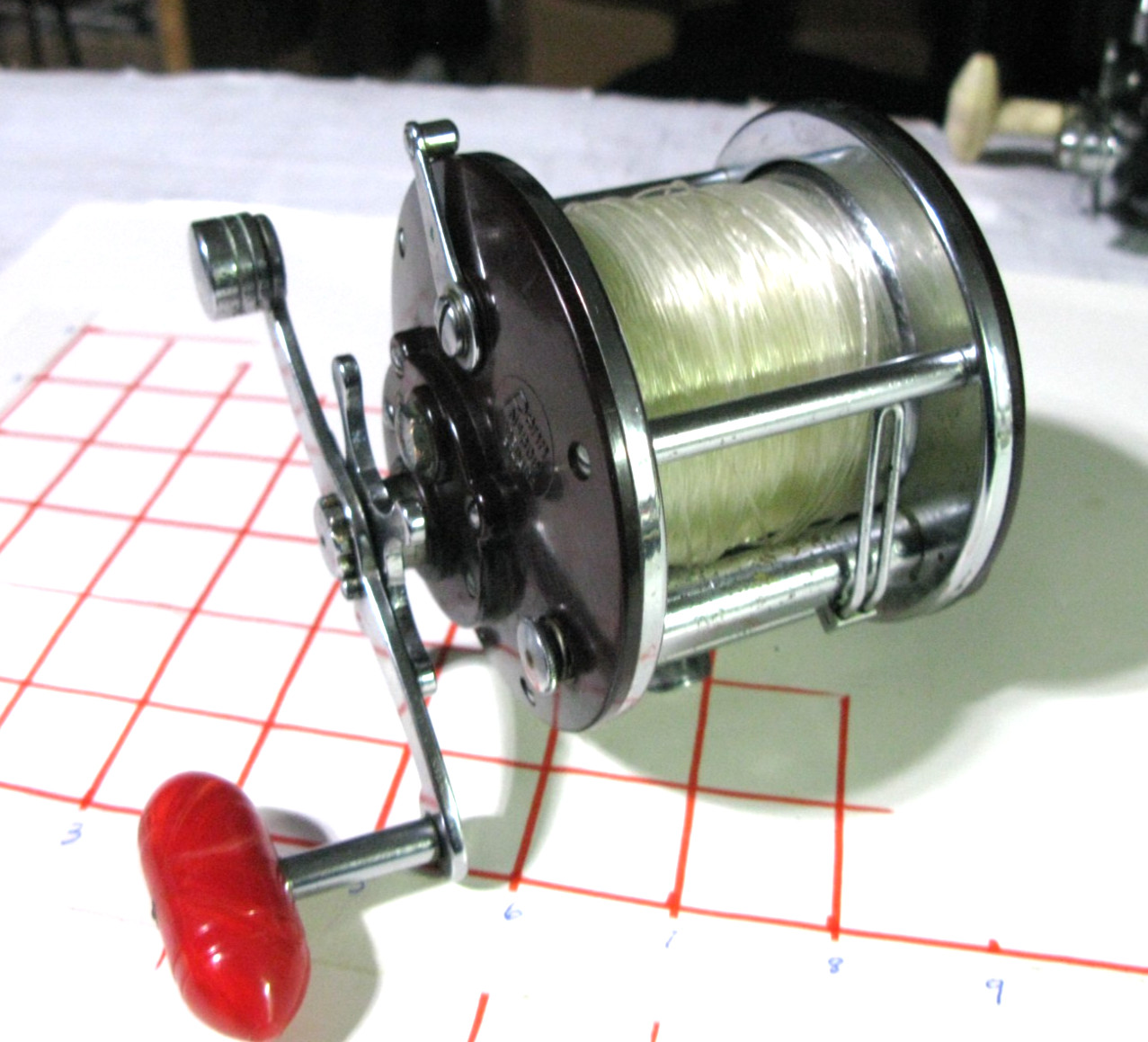 PENN Peer No.309 Level Wind Reel, Star Drag, Rod Clamp, Fresh 25lb Mono - EUC*