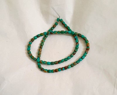 CLOUD MOUNTAIN TURQUOISE 4x4-5MM PETITE BARREL DRUM BEADS - 15.75'' - 3614E