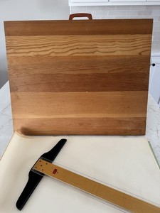 Vintage 1960's Portable Wood Drafting Tabletop Board 20 x 24.5”  T Straight Edge