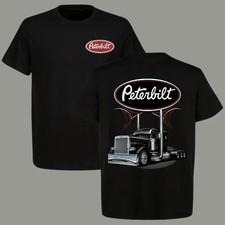 Peterbilt Classic Trucker T-shirt Semi-truck Graphic With Dual Exhaust Pipes D