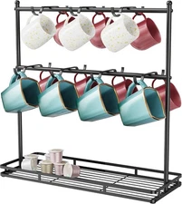 OROPY Coffee Mug Holder for Countertop, 14-Hook Tree Rack 14 A-Black 