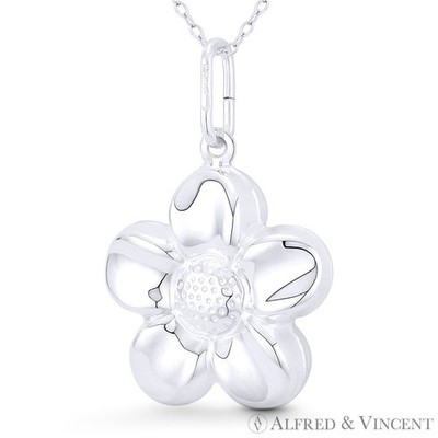 5-Blech Gänseblümchen Blume Charm wendbar 3D 37x25mm Anhänger in 0,925 Sterlingsilber