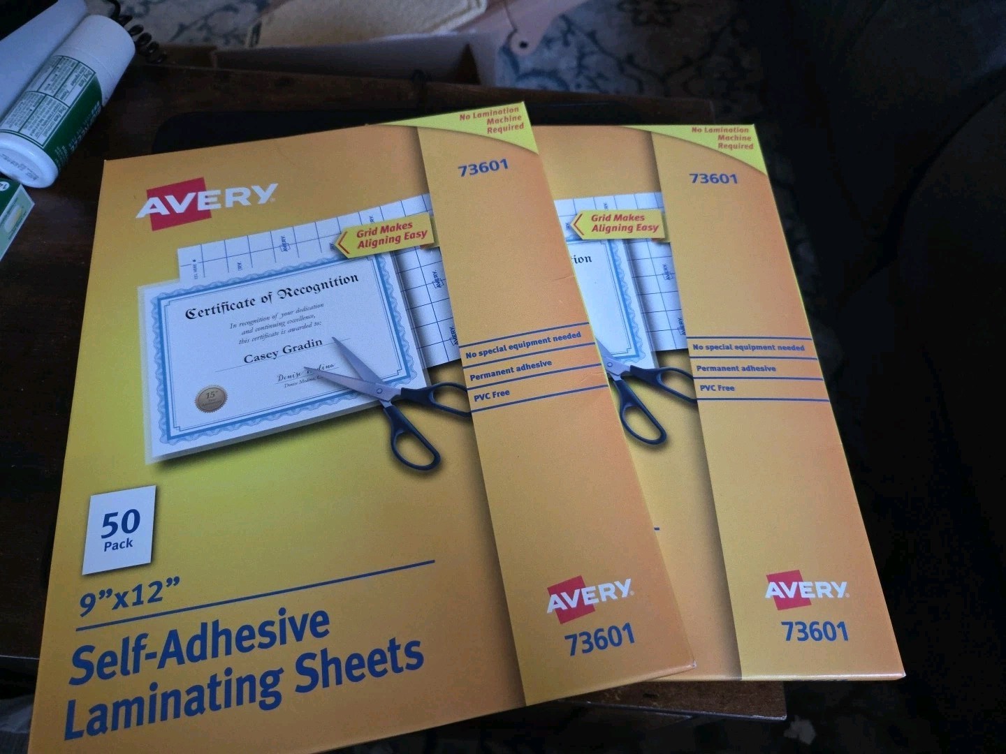 (2) Avery Clear Self Adhesive Quick Laminating Sheets 9" x 12" # 73601 = 100 ct.