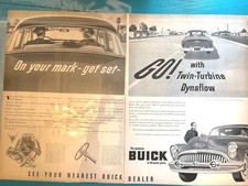 1953 Buick Twin-Turbine Dynaflow 2 Page Magazine Ad Classic Car Print Vintage