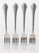 Lot of 4!!! Oneida USA BANCROFT Stainless Dinner Forks, Clean condition
