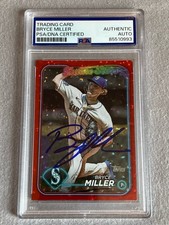 MARINERS- BRYCE MILLER AUTOGRAPH 2024 TOPPS RED CRACKLE FOIL /199 #679 PSA SLAB
