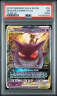 2019 POKEMON SUN & MOON TEAM UP #53 GENGAR & MIMIKYU GX PSA 7