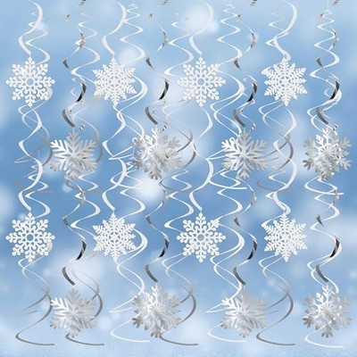30 Pcs Snowflake Decorations Winter Snowflake Hanging Swirl 30pcs-5.5in