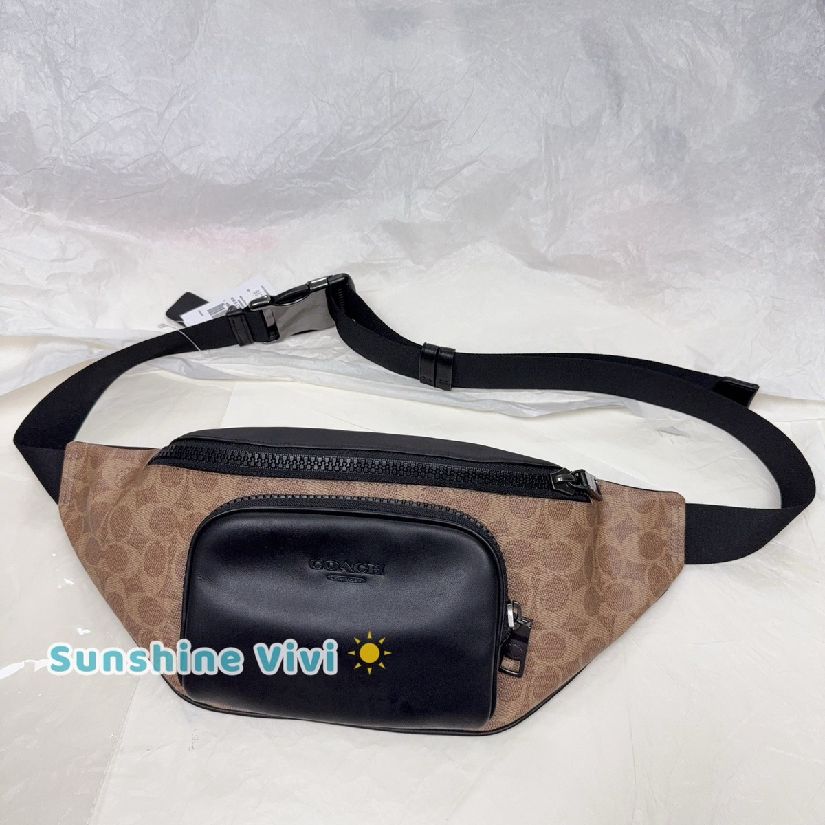 NWT COACH CT714 Racer Belt Bag In Signature Canvas & Leather