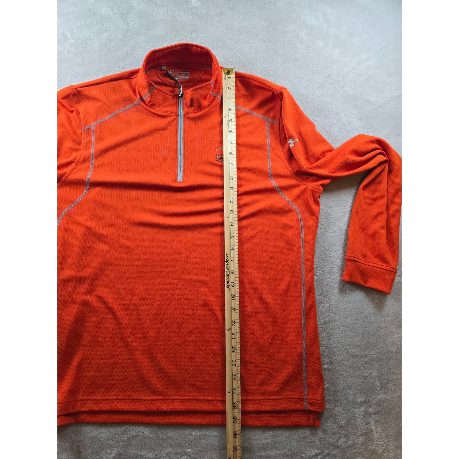 Under Armour Quarter Zip Men L Orange Loose Heatgear Hillcrest Golf Club Durange thumbnail 5