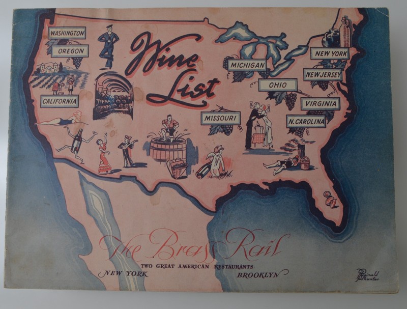 Vintage 1946 The Brass Rail Wine List / Cocktail Menu, New York & Brooklyn