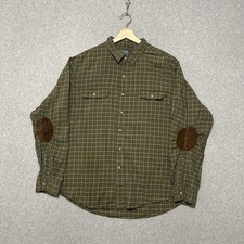 Vintage Polo Ralph Lauren Shirt Mens 2XL Green Plaid Elbow Patch Button Down
