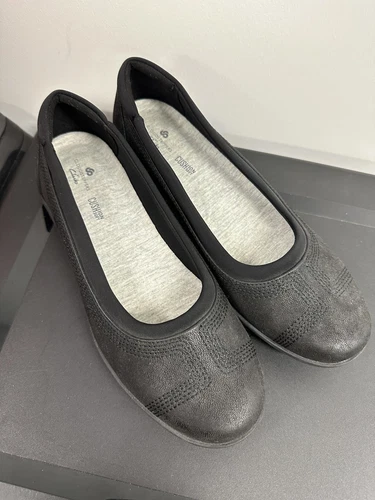 Scarpa Clarks Cloudsteppers ballerina piatta slip on donna nera ecopelle taglia 7 5