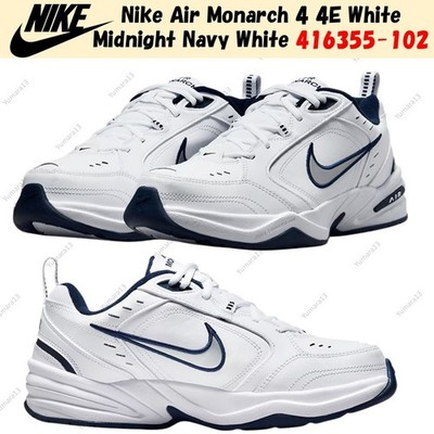 Nike Air Monarch 4 4E White Midnight Navy White 416355-102 Men's Size
