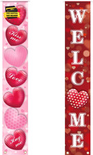 Valentines Banner Porch Sign, 70.86 X 11.81 Inch Red Love Heart Door Hanging Wel