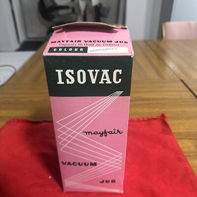 Vintage Isovac Mayfair Vakuumkanne, neu im Karton. Nr. 991S, grau/grün.