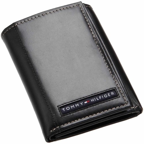 tommy hilfiger men's leather trifold wallet