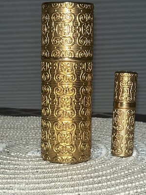 2 VINTAGE BELLODGIA Caron Eau de Toilette Spray Refillabl Metal Bottles Atomizer