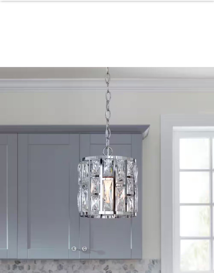 Home Decorators Collection Kristella 1-Light Chrome Crystal Pendant Light