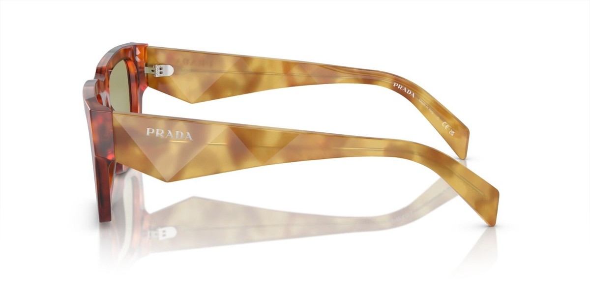 NEW Prada PRA06S 11P60C Cognac Tortoise Green Square Unisex Sunglasses PR A06S Prada PRA06S Pillow Sunglasses main image 3