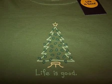 Life is Good TREE LIGHTING S/S Crew T-Shirt FRESH GREEN Women's Med ~ NWT