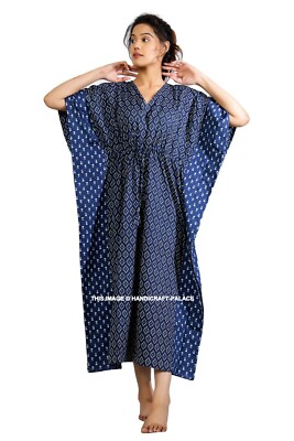 Indien Jaune Forêt Coton Maternité Robe Caftan Téter Caftan Nuit Robe