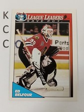 1991 O-Pee-Chee Hockey League Leaders #288 Ed Belfour Chicago Blackhawks