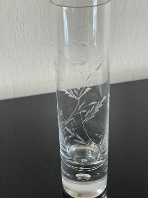 LILLIAN VERNON Vintage Glas VASE mit Luftblase  + Schliff  h=20cm