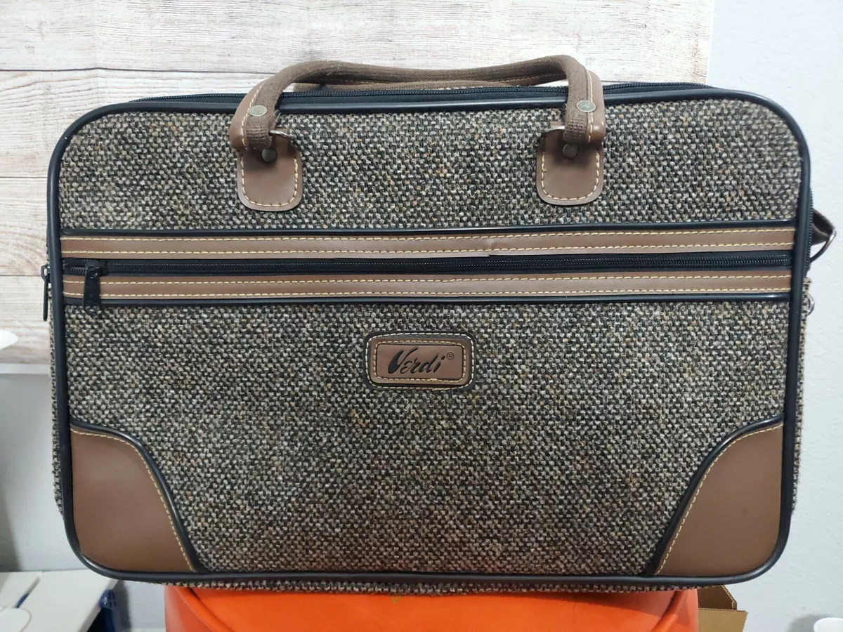 Vintage verdi harris tweed style wool travel bag 13