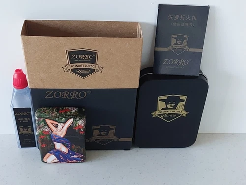 Zorro high quality oil lighter gift set with oil refill Lady collectable - Picture 1 of 5