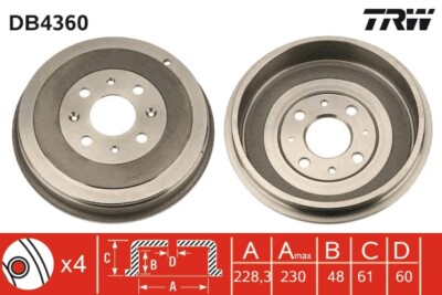 TRW DB4360 Bremstrommel für FIAT,OPEL,VAUXHALL