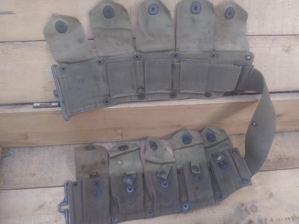 WWII WW2 ORIGINAL M23 M1923 10 Pouch Cartridge Belt For M1 Garand