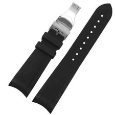 22mm Natural Rubber Silicone Watch Band For Tudor Black Bay GMT Curved End Strap