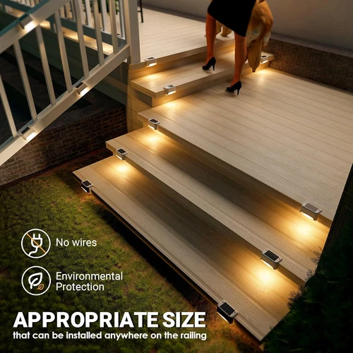 8Pcs Solar LED Warm White Deck Light Garden Walkway Landscape Light Stairs Lamp - Bild 13 von 13