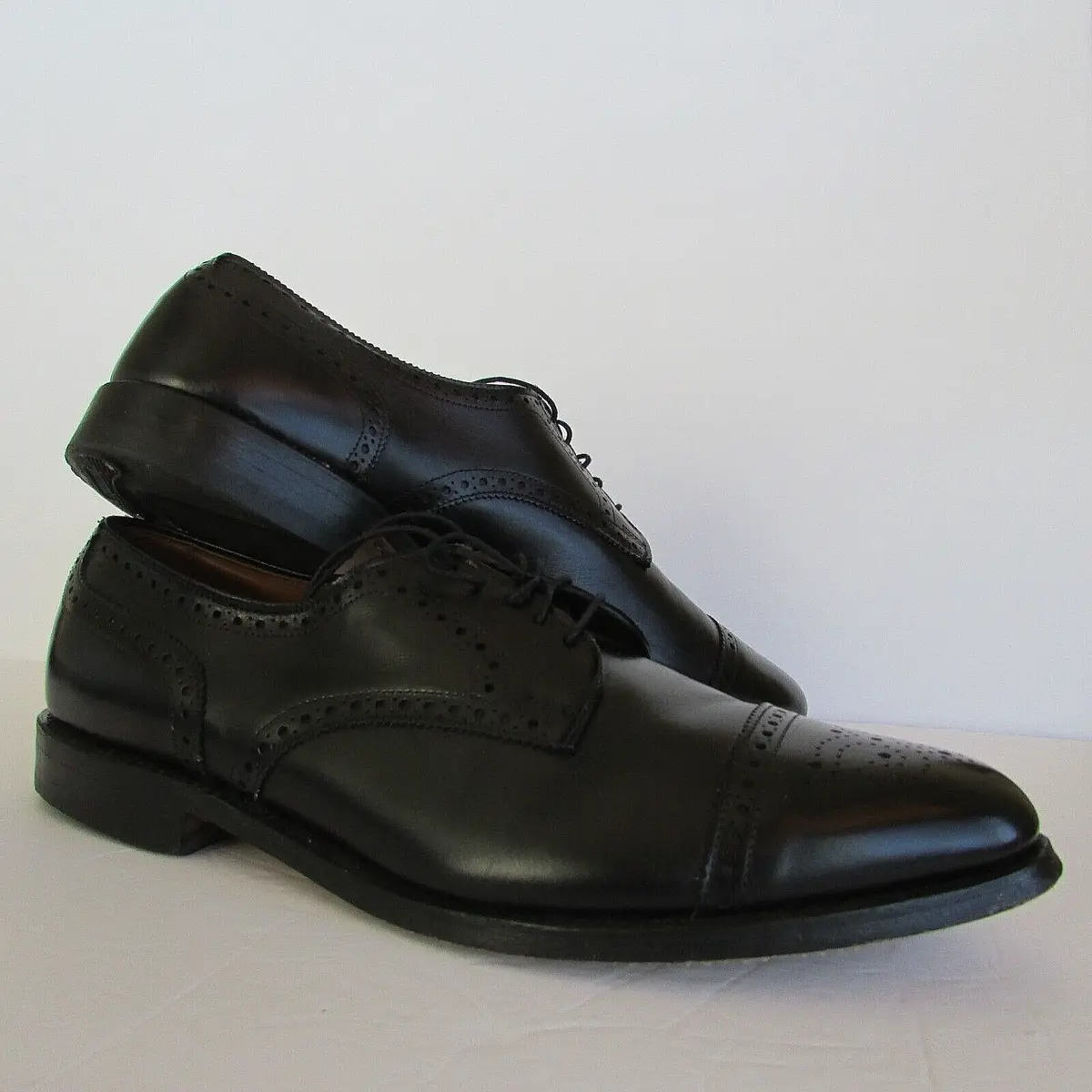 Allen Edmonds AE “Sanford” Black Leather WING TIP Cap Toe Oxfords  Shoes-11.5C