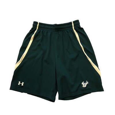 UNDER ARMOUR USF FLORIDA BULLS GREEN GOLD BASKETBALL TEAM ISSUED SHORTS M  (11)