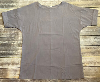 ANSELF Women's Short Sleeve Round Neck Gray Polyester Blouse Top Size 5XL
