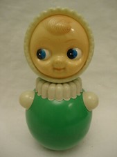 Vintage USSR Russian Rare Green Nevalyashka Celluloid Doll Toy Roly Poly 22cm