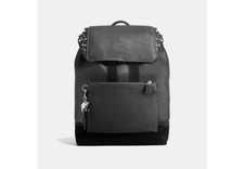 Coach Manhattan Backpack Studs Rivets Black Leather & Suede w/ Rexy Charm 59416