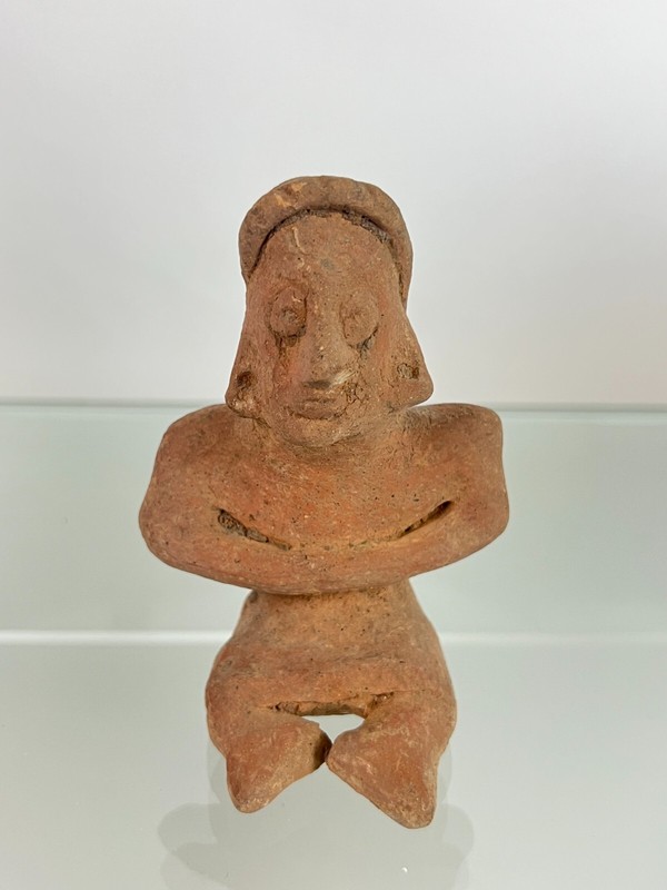 Pre Columbian Terracotta Artifact Sitting Person Figurine