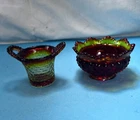 Vintage Fenton - Amberina - Daisy & Button Pattern & Hobnail Pieces Glow /UV FF